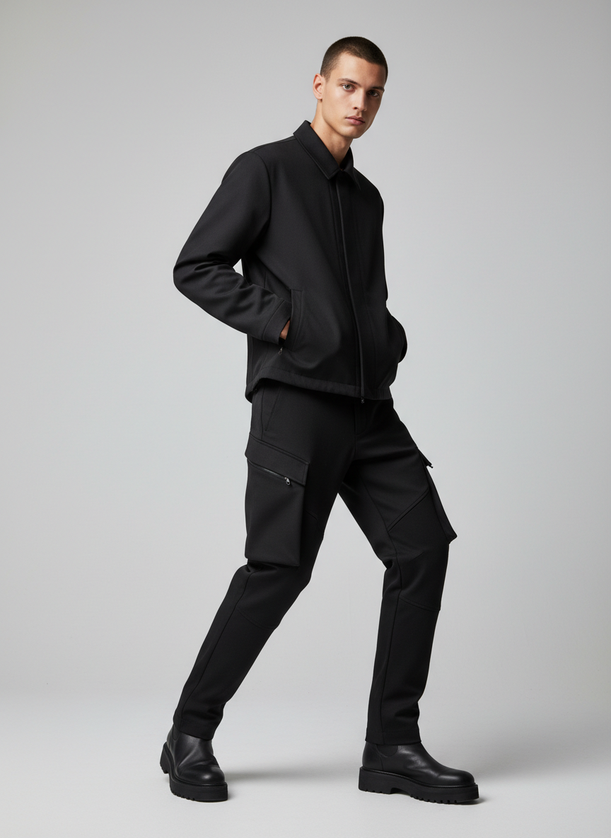 Pantalon Cargo Structuré - Noir